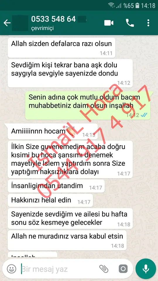 Derman Hoca'ya WhatsApp'tan gönderilen teşekkür mesajının ekran görüntüsü 12
