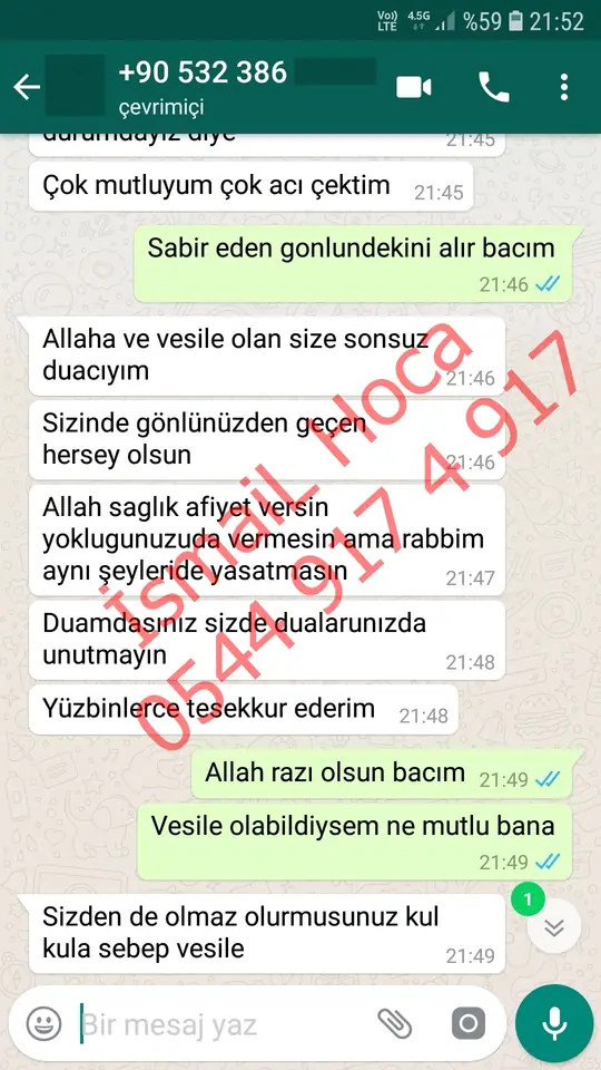 Derman Hoca'ya WhatsApp'tan gönderilen teşekkür mesajının ekran görüntüsü 30