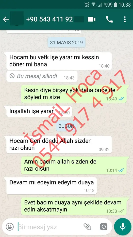 Derman Hoca'ya WhatsApp'tan gönderilen teşekkür mesajının ekran görüntüsü 35