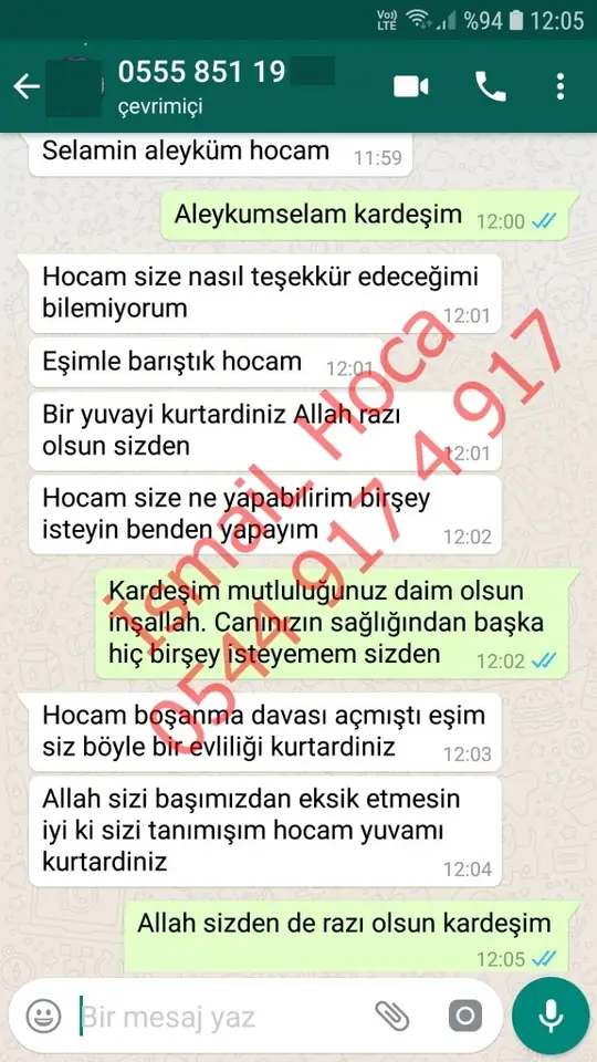 Derman Hoca'ya WhatsApp'tan gönderilen teşekkür mesajının ekran görüntüsü 42