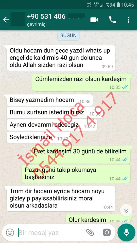 Derman Hoca'ya WhatsApp'tan gönderilen teşekkür mesajının ekran görüntüsü 43