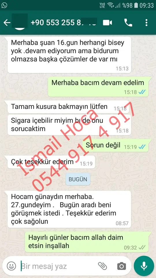 Derman Hoca'ya WhatsApp'tan gönderilen teşekkür mesajının ekran görüntüsü 48