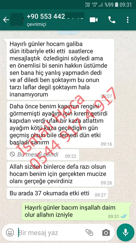 Derman Hoca'ya WhatsApp'tan gönderilen teşekkür mesajının ekran görüntüsü 50