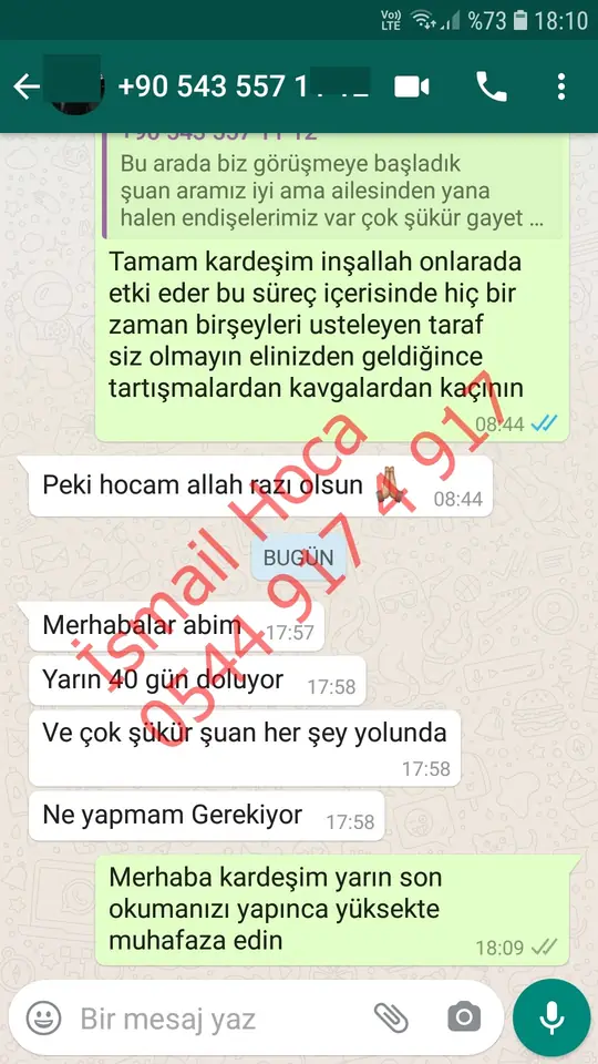 Derman Hoca'ya WhatsApp'tan gönderilen teşekkür mesajının ekran görüntüsü 54