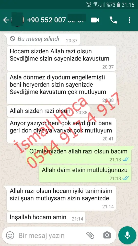 Derman Hoca'ya WhatsApp'tan gönderilen teşekkür mesajının ekran görüntüsü 60